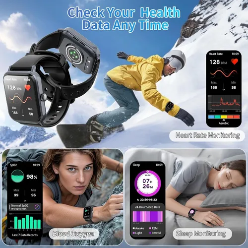 Vista 2 de Reloj inteligente para hombres y mujeres con llamadas, rastreador de actividad física de 1.83 pulgadas con monitor de frecuencia cardíaca/sueño