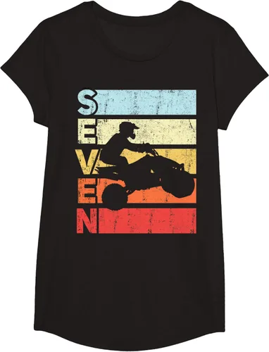 Vista 5 de ATV 7th Birthday Party ATV 4 Wheeler - Camiseta de cumpleaños temática cuádruple Negro
