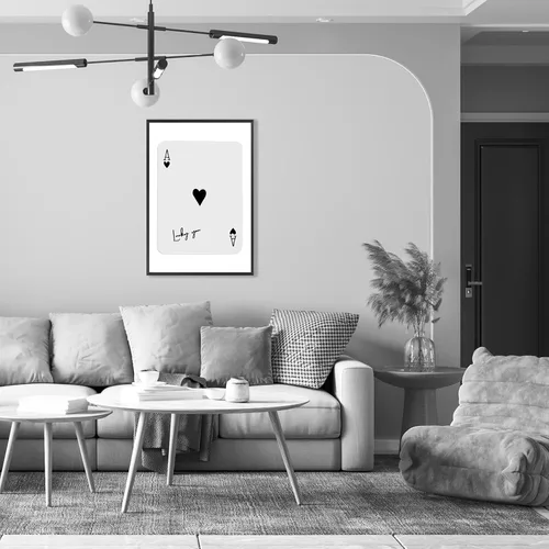 Vista 5 de Dcvjiy Póster de póquer de la suerte en blanco y negro divertido y moderno Preppy Ace jugando a la carta, arte de pared, arte retro negro y blanco