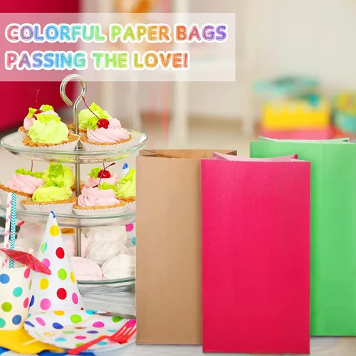 Vista 5 de Zhehao 120 bolsas envueltas de color sólido para fiestas, 12 colores, pequeñas bolsas de papel de regalo para cumpleaños, baby shower, boda