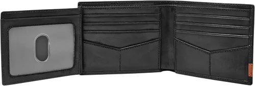 Vista 3 de Fossil Billetera plegable de cuero para hombre con ventana de identificación abatible para hombres