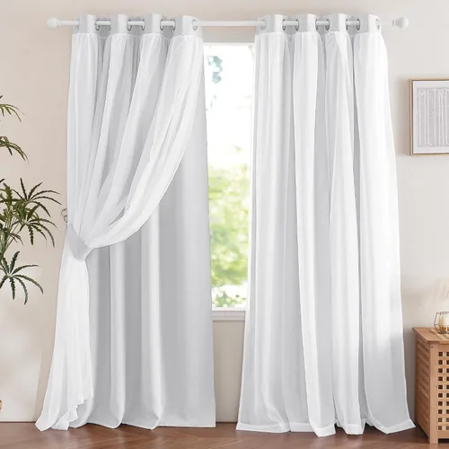 Vista 44 de NICETOWN Cortinas para dormitorio de niñas, cortinas de arco iris, cortinas de estrellas, cortinas de princesa, decoración de habitación