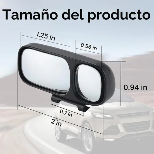 Vista 7 de LivTee Espejo de punto ciego, espejo de punto ciego montado doble ajustable de vidrio HD vista de gran angular, universal, izquierda