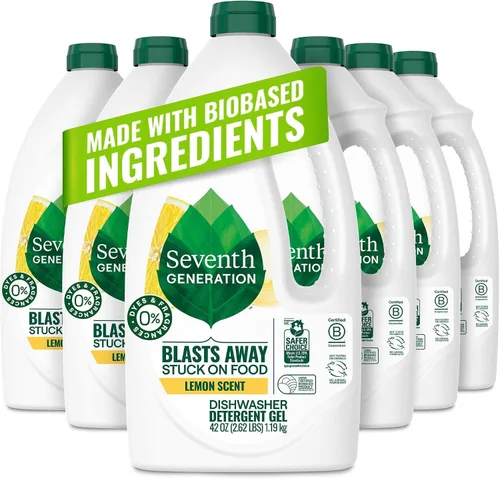 Vista 8 de Seventh Generation Gel detergente para lavavajillas para platos espumosos, sin fragancia, 42 onzas, paquete de 6