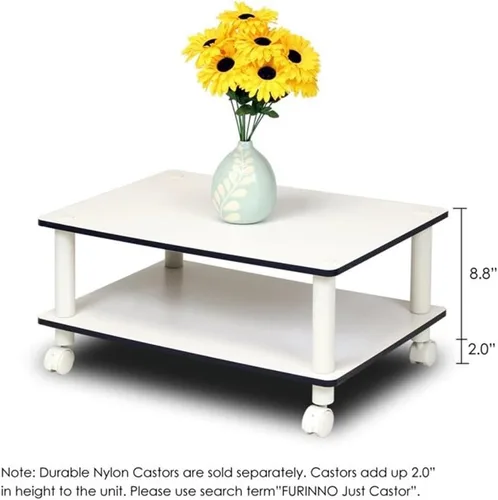 Vista 5 de Furinno 11172 Mesa de centro Just de 2 niveles sin herramientas, color blanco con tubo blanco