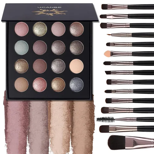 Vista 13 de UCANBE Spotlight Paleta de sombra de ojos profesional 40 colores sombra de ojos mate brillo paleta de maquillaje altamente pigmentado colorido polvo