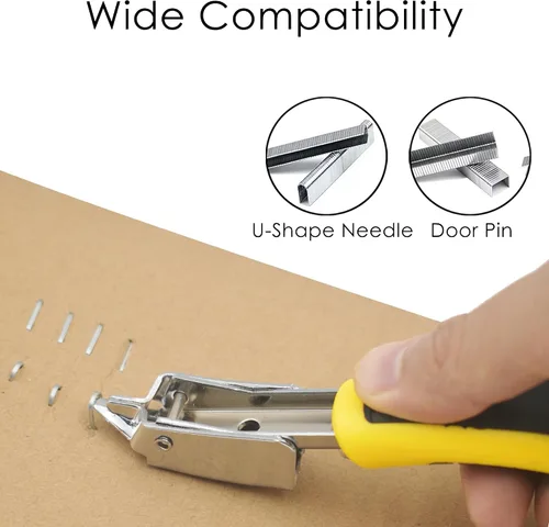 Vista 6 de Extractor de grapas resistente (paquete de 2, amarillo) Herramienta de tapicería con mango ergonómico, removedor de grapas industriales