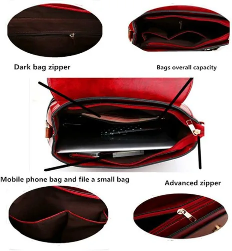 Vista 6 de UONBOX Bolso de hombro estilo retro para mujer