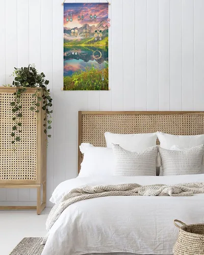 Vista 6 de Hanging Earring Jewelry Organizer Natural Landscape Scenery Beautiful Dreamy Sundown Sunset Lake Earring Holder Necklace Earring Display Large