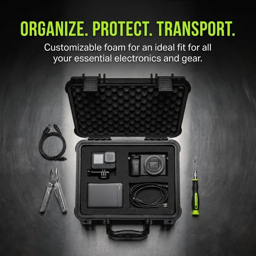Vista 3 de MEIJIA Funda rígida impermeable para cámara para todo tipo de clima, estuche rígido, con espuma de ajuste personalizado incluida, negro elegante