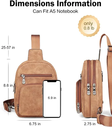 Vista 7 de FADEON Bolsos tipo bandolera y bolso para portátil para mujer Colección Marrón