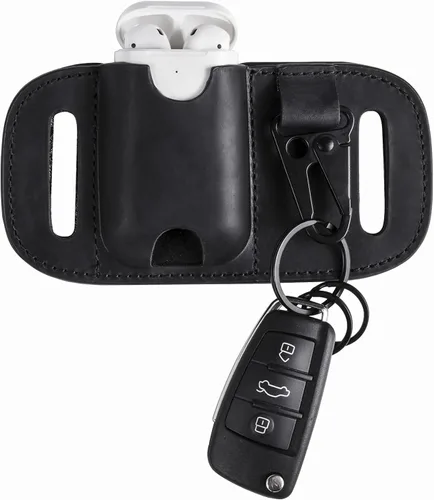 Vista 2 de Gentlestache Funda de cuero para Zippo, Funda de cuero Zippo, Funda de cuero para AirPods, Bolsa más ligera para cinturón Negro