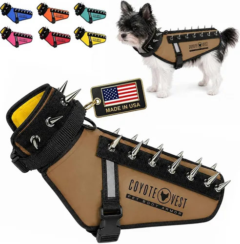 Vista 21 de CoyoteVest Chaleco Protector de Arnés para Perro, Accesorios Reflectantes para Perro con Picos para Proteger a tu Mascota de Ataques de Rapaces