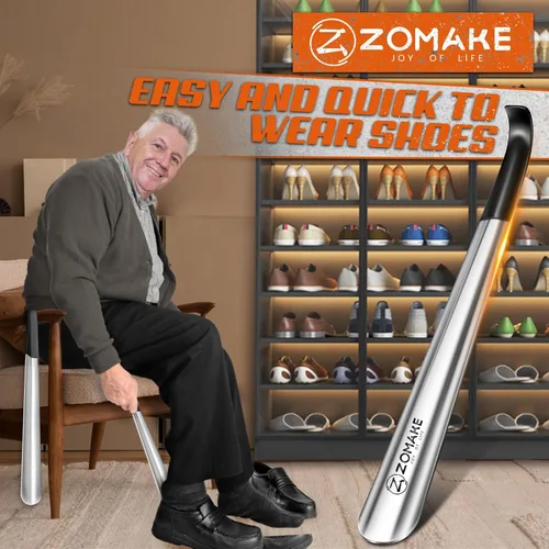 Vista 5 de ZOMAKE Calzador de Mango Largo para Personas Mayores Hombres Mujeres, Calzador Largo de Metal para Botas, Ayudador Cuchara de Zapatos de Acero