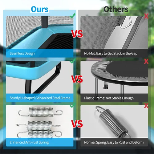 Vista 4 de GYMAX Trampolín para niños de 6 pies con columpio, cama elástica rectangular recreativa aprobada por ASTM con red de seguridad, para interiores
