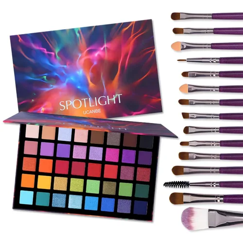 Vista 14 de UCANBE Spotlight Paleta de sombra de ojos profesional 40 colores sombra de ojos mate brillo paleta de maquillaje altamente pigmentado colorido polvo