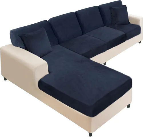 Vista 60 de NAISI Fundas de cojín de sofá de terciopelo elásticas de 1 pieza, fundas de asiento de sofá o respaldo, fundas suaves individuales para sofá Beige