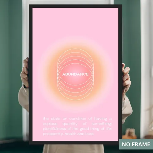 Vista 3 de Abundance - Póster estético de aura en degradado, arte de pared espiritual, arte de pared moderno, aura rosa, impresión de degradado de regalo