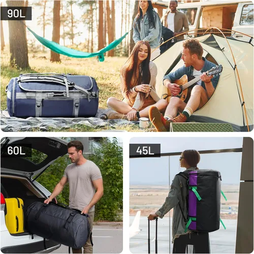 Vista 7 de MIER Mochila deportiva grande con compartimento para zapatos, resistente y resistente al agua, azul marino, 45L