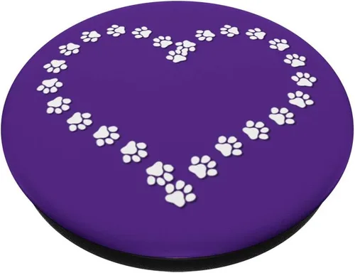 Vista 2 de Bonito adorno de huellas de perro con huellas de huellas de huellas de huellas de huellas de huellas de huellas de perro, color morado – PopSockets