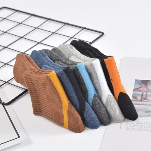 Vista 2 de 5 pares de calcetines de algodón para hombre, calcetines deportivos para correr, transpirables, informales, suaves, para fitness, tubo medio