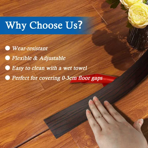Vista 5 de Tira de transición de suelo, tiras autoadhesivas para suelos laminados, tira divisora plana de vinilo, diseño elegante de grano de madera