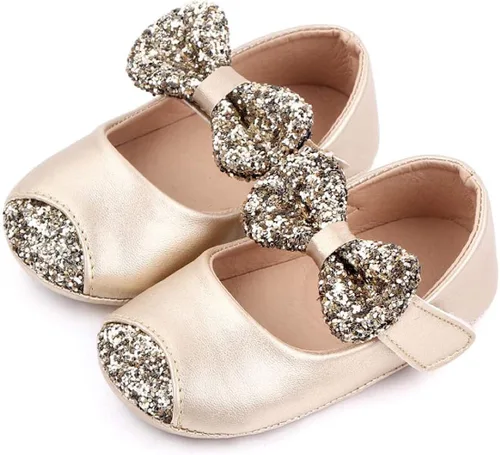 Vista 5 de Baby Girls Shoes Mary Jane Flats Shoes Anti-Slip Soft Rubber Sole Toddler First Walkers Princess Dress Shoes