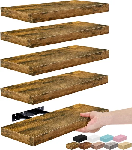 Vista 17 de Sorbus Estantes flotantes para pared, estante flotante de 16 pulgadas para cocina, dormitorio, sala de estar, baño, hogar y decoración de pared