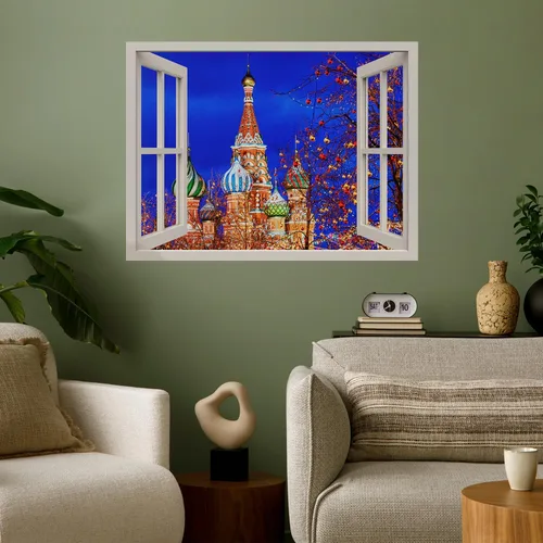 Vista 37 de wall26 Adhesivo de Pared Papá Noel Llevando Regalos Ventana Abierta Mural, No Se Despega y No Se Pega, Papel Tapiz No Tejido Decorativo