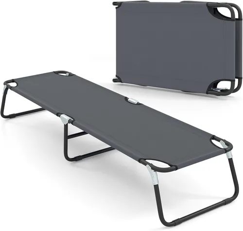 Vista 11 de GYMAX Catre de camping plegable, portátil, ultraligero y compacto, para adultos con tela Oxford, para viajes al aire libre, mochileros, senderismo