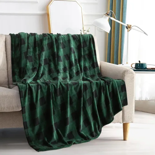Vista 26 de Elegant Comfort - Manta de vellón muy suave y aterciopelada, con estampado navideño, a cuadros escoceses, de 50 x 60 pulgadas (búfalo negro)