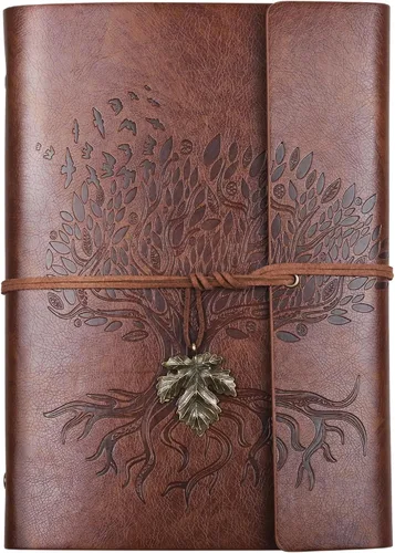 Vista 8 de Billtigif Cuaderno de cuero sintético, diario de viaje vintage recargable, diarios de escritura, regalos para mujeres, hombres, adolescentes y Azul