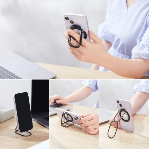 Vista 5 de Soporte magnético para anillo de teléfono, agarre extraíble y soporte para MagSafe