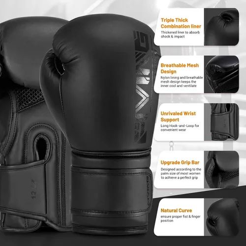 Vista 2 de FIVING - Guantes de boxeo para mujer, estilo profesional, para entrenamiento de Muay Thai para Sparring, Kickboxing, buenos para saco de boxeo