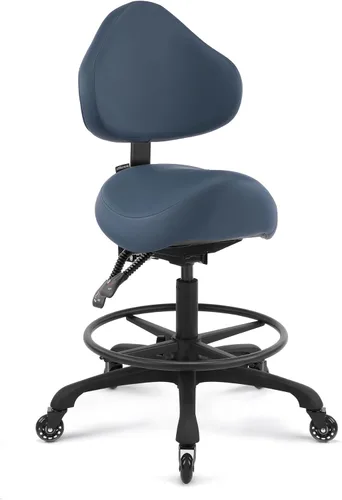 Vista 15 de Silla neumática giratoria con ruedas y respaldo ergonómico para Negro