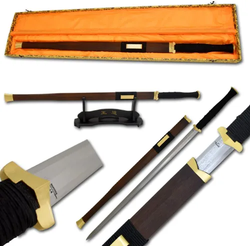 Vista 10 de Snake Eye presenta la espada katana samurái tradicional hecha a mano forjada a mano con soporte de exhibición y caja