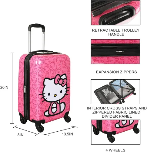 Vista 4 de Bioworld Hello Kitty Sentado Personaje Rosa 20" Adulto ABS Equipaje