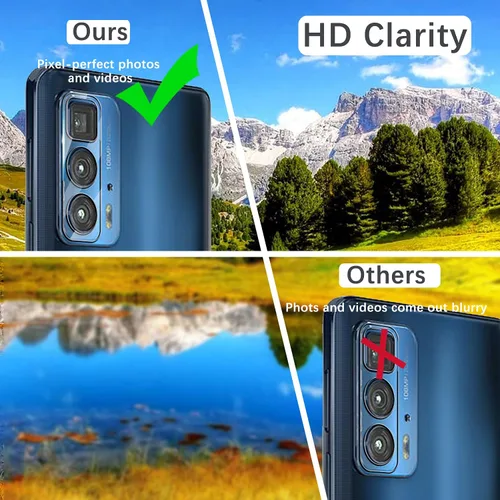 Vista 7 de MOOISVS - Protector de pantalla de vidrio templado para Motorola Edge 20 Pro (2 paquetes) + protector de lente de cámara (2 paquetes) + funda de TPU
