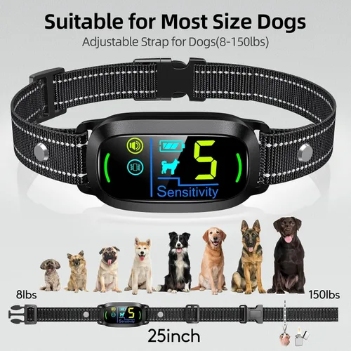 Vista 5 de FAFAFROG Collar Antiladridos para Perros de Tamaño Grande, Mediano y Pequeño, Collar Antiladridos Inteligente Recargable, Collar de Adiestramiento