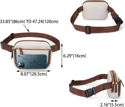 Vista 6 de UTO Riñonera cruzada para mujer, a la moda, cinturón, pecho, cintura, cadera, para ir de compras al aire libre, viajes, senderismo