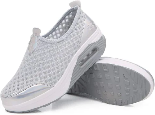 Vista 2 de L LOUBIT Women Walking Shoes Slip on Athletic Platform Mesh Tennis Breathable Wedge Sneakers