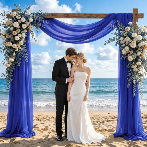 Vista 10 de 1 panel de 20 pies para arco de boda, tela transparente azul bebé para drapear, cortinas de gasa para arcos de boda, cortinas azul claro, cortinas
