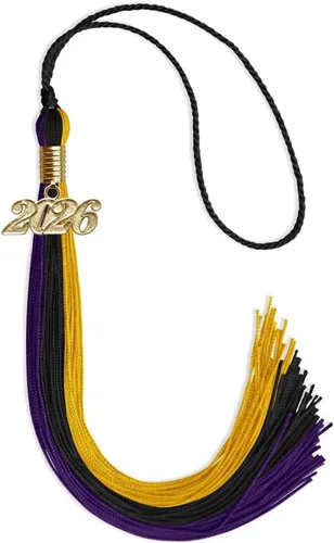 Vista 30 de Endea - Borla de graduación de triple color con gota de fecha dorada (negro/dorado/granate, 2020)