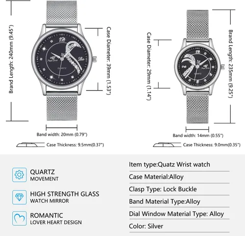 Vista 6 de ManChDa Relojes de pareja para él y para ella relojes para pareja