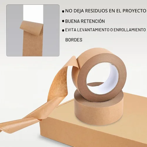 Vista 6 de WANBAO 1 Rollo de Cinta de Papel Kraft Marrón 2 Pulgadas x 55 Yardas para Cajas de Embalaje, Sellado de Cajas de Cartón, Uso de Embalaje