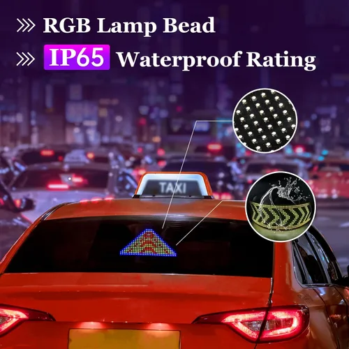 Vista 4 de GOTUS Letrero LED para automóvil, letrero LED de desplazamiento, flexible, aplicación Bluetooth, animaciones de diseño de bricolaje, texto, graffiti