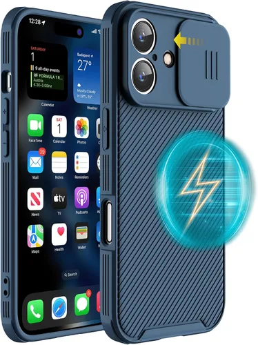 Vista 12 de Funda magnética para iPhone 16 Pro Max, funda protectora de cámara para iPhone 16 Pro Max [compatible con carga MagSafe] con cubierta deslizante
