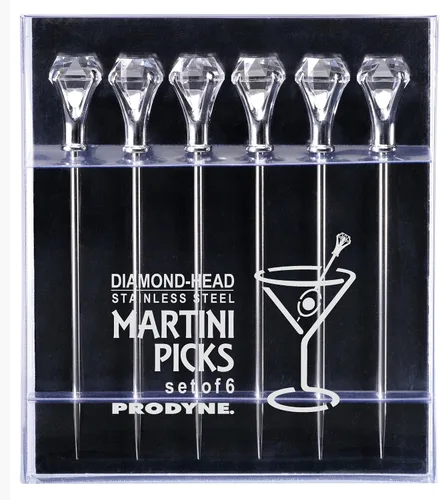 Vista 3 de Prodyne Diamond Head - Juego de 6 púas para martini, transparentes