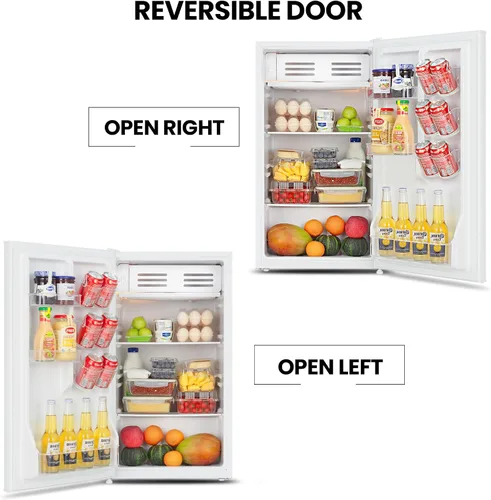 Vista 3 de Koolatron Refrigerador compacto con congelador, 3.2 pies cúbicos (91L), blanco, diseño de respaldo plano que ahorra espacio, puerta reversible