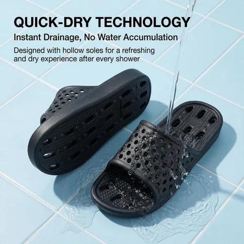 Vista 5 de clootess - Zapatos de ducha deslizantes para hombres y mujeres, sandalias de baño con agujeros, sandalias para piscina, gimnasio, dormitorio